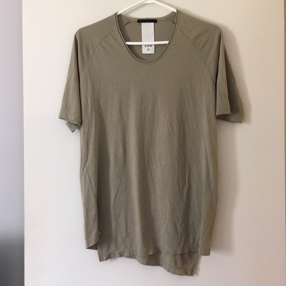 THE VIRIDI-ANNE Japan Taupe Tan Asymmetric Cotton Tee 3 - Picture 1 of 4